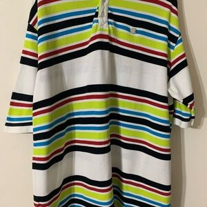 Rocawear XXl Lime green red blue and white and black striped golf shirt SS